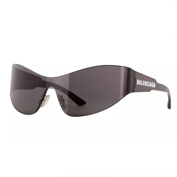 NEW BALENCIAGA SUNGLASSES BB0257S 001 GRAY SHIELD WOMEN EYEWEAR